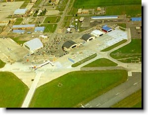 arial view of runway